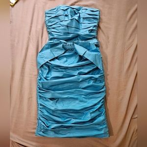 Betsey Johnson Teal ruched evening dress Size 4